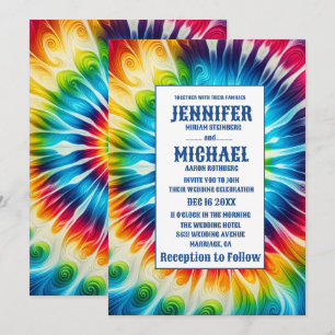 Invitaciones de boda psicodélicas con teñido de nu