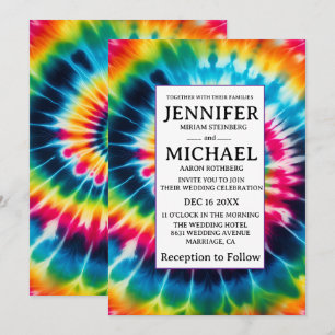 Invitaciones de boda psicodélicas con teñido por a