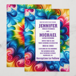 Invitaciones de boda psicodélicas con teñido por i