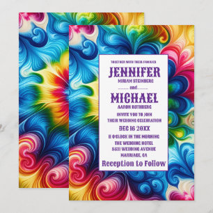 Invitaciones de boda psicodélicas con teñido por i
