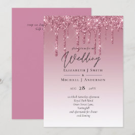 Invitaciones de boda Purpurina rosa para el presup