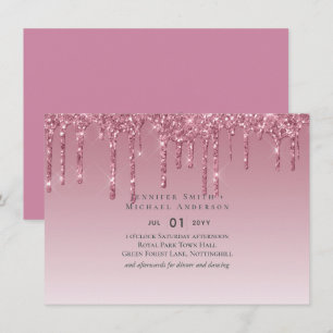 Invitaciones de boda Purpurina rosa para el presup