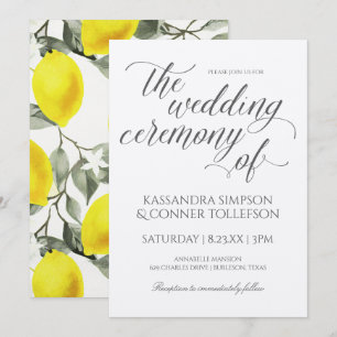Invitaciones de Boda Rama de Limón Amarillo Vint