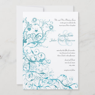 Invitaciones de boda remolinos de pájaros de menta