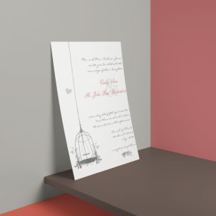Invitaciones de boda rojas vintage boho jaula de p