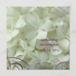 Invitaciones de boda románticas/hortensias blancas