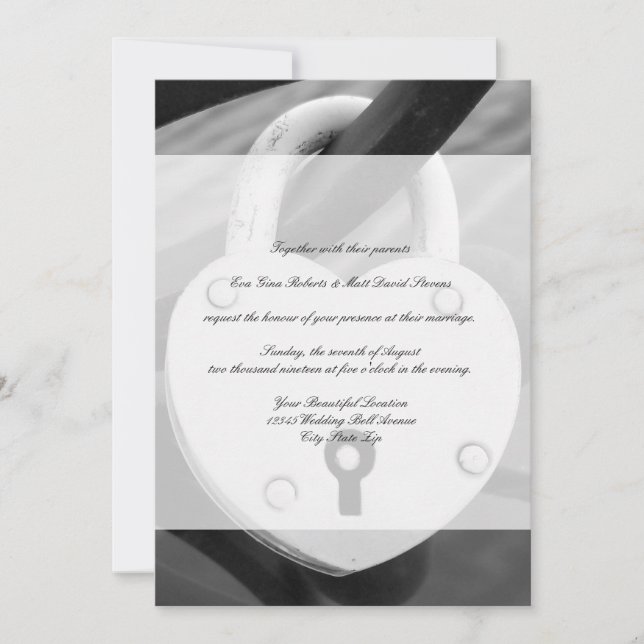 Invitaciones de boda románticas para el amor al co (Anverso)