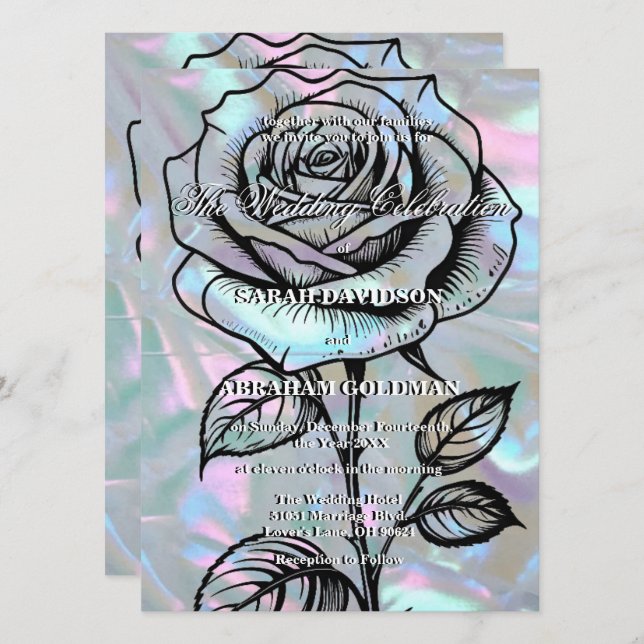 Invitaciones de boda Rosa de Nácar (Anverso / Reverso)