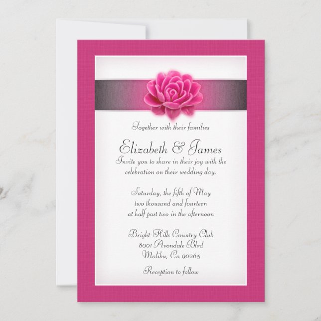Invitaciones de boda rosada (Anverso)