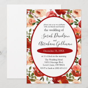 Invitaciones de Boda - Rosas Florales Rojas