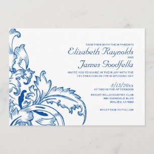 Invitaciones de boda Royal Blue Flourish
