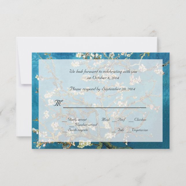 Invitaciones de boda RSVP de arte fino famoso (Anverso)