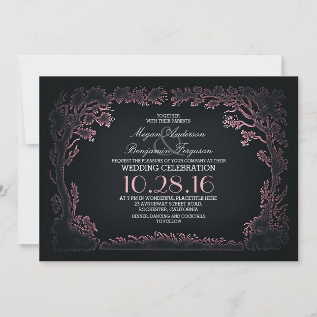 invitaciones de boda rústicas antiguas para pareja (Anverso)