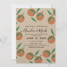 Invitaciones de boda rústicas botánicas de naranja