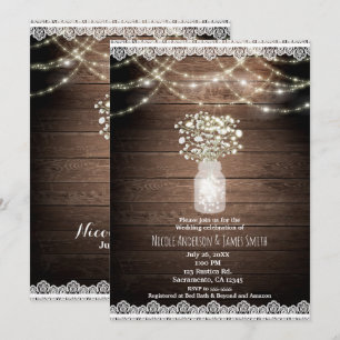 Invitaciones de boda rústicas con aliento de bebé 