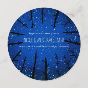 Invitaciones de boda rústicas con árboles en el ci