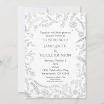 Invitaciones de boda rústicas con hojas florales p