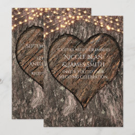 Invitaciones de boda rústicas con tronco de árbol