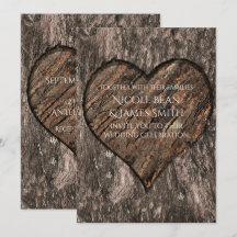Invitaciones de boda rústicas con tronco de árbol 