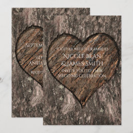 Invitaciones de boda rústicas con tronco de árbol