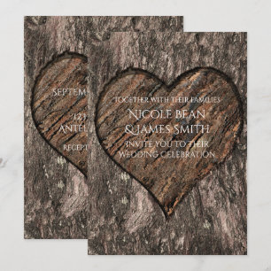 Invitaciones de boda rústicas con tronco de árbol 