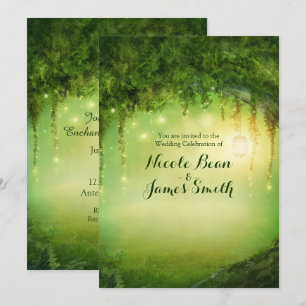 Invitaciones de boda rústicas del bosque encantado