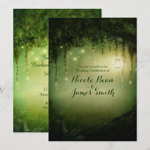 Invitaciones de boda rústicas del bosque encantado