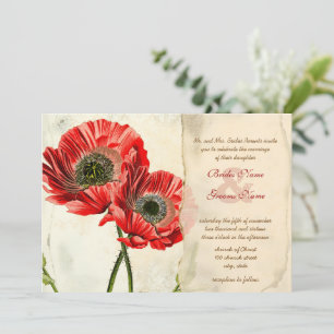 Invitaciones de boda rústicas románticas con amapo