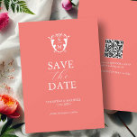 Invitaciones de boda "Save The Date" en naranja in<br><div class="desc">Haz una declaración audaz con estos modernos anuncios de "save the date", que presentan un vibrante fondo naranja y una mezcla elegante de tipografía clásica y de escritura. Diseñado para parejas que aman la papelería de boda colorida pero simple, este modelo de anuncio de boda "save the date" te permite...</div>