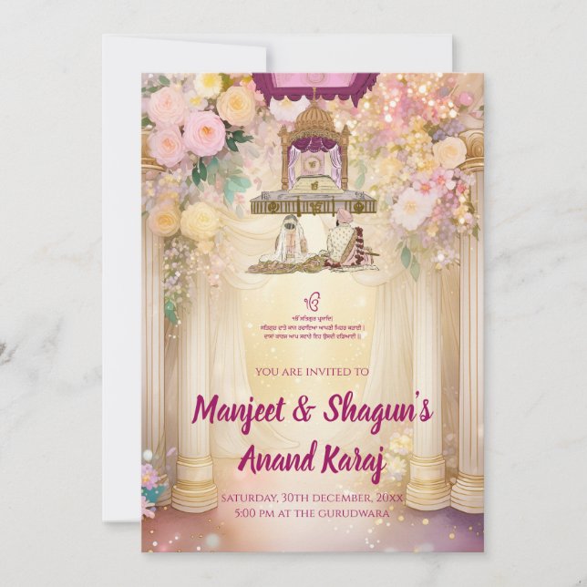 Invitaciones de boda Sikh digitales Boda Punjabi d (Anverso)