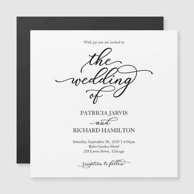 Invitaciones de boda simples y elegantes en blanco (Anverso/Reverso)