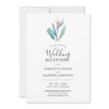 Invitaciones de boda solo para recepción tropical