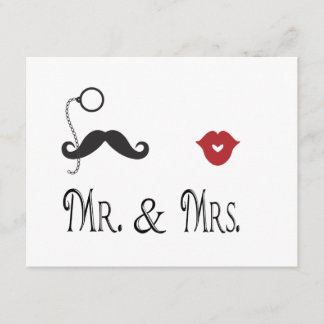 Invitaciones de boda Sr. y Sra. Bigote y Labios