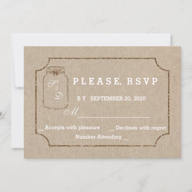 Invitaciones de Boda | Tarjeta de RSVP de Lino en  (Anverso)