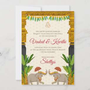 Invitaciones de boda telugu Boda del sur de la Ind
