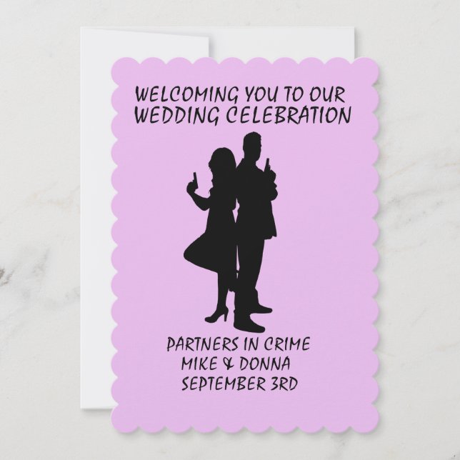 INVITACIONES DE BODA TEMA DE ARMAS DE GÁNSTER (Anverso)