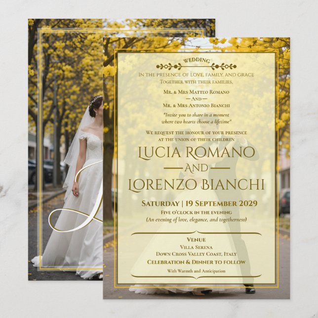 Invitaciones de Boda Tema de Primavera Clásico Ele (Anverso / Reverso)