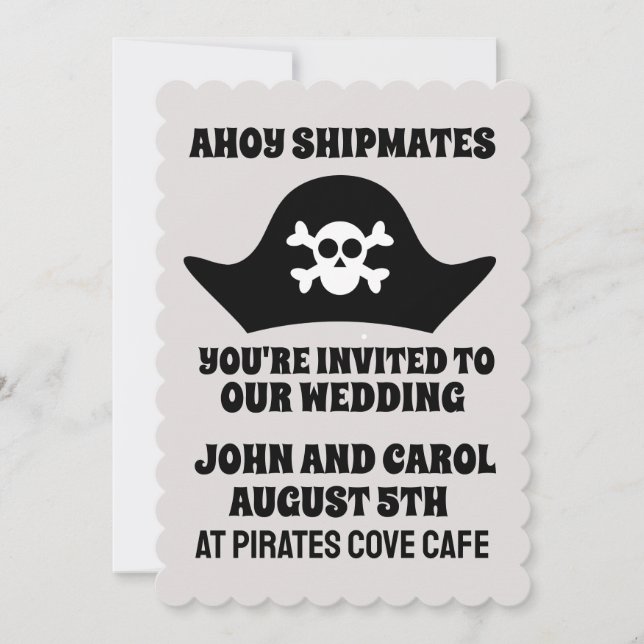INVITACIONES DE BODA TEMÁTICA PIRATA (Anverso)
