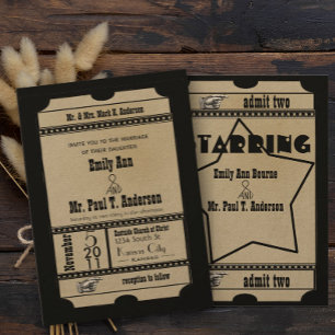 Invitaciones de Boda Ticket Old Hollywood