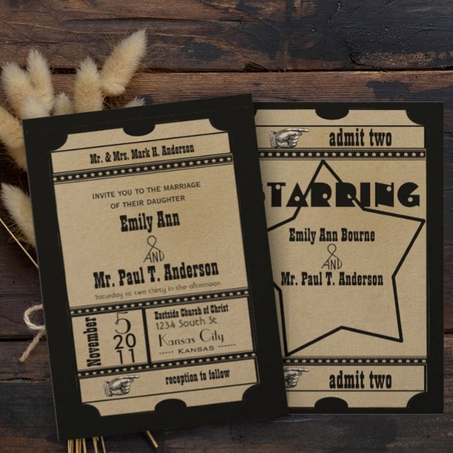 Invitaciones de Boda Ticket Old Hollywood (Subido por el creador)
