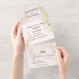Invitaciones de Boda Todo en Uno Flores Silvestres