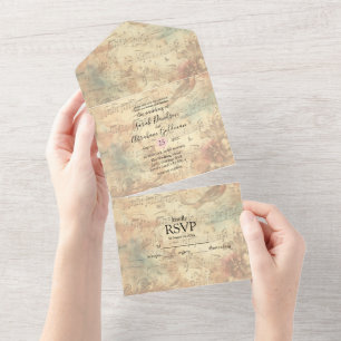 Invitaciones de Boda Todo en Uno Notas Musicales
