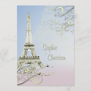 Invitaciones de boda Torre Eiffel + espirales
