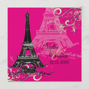 Invitaciones de boda Torre Eiffel + espirales