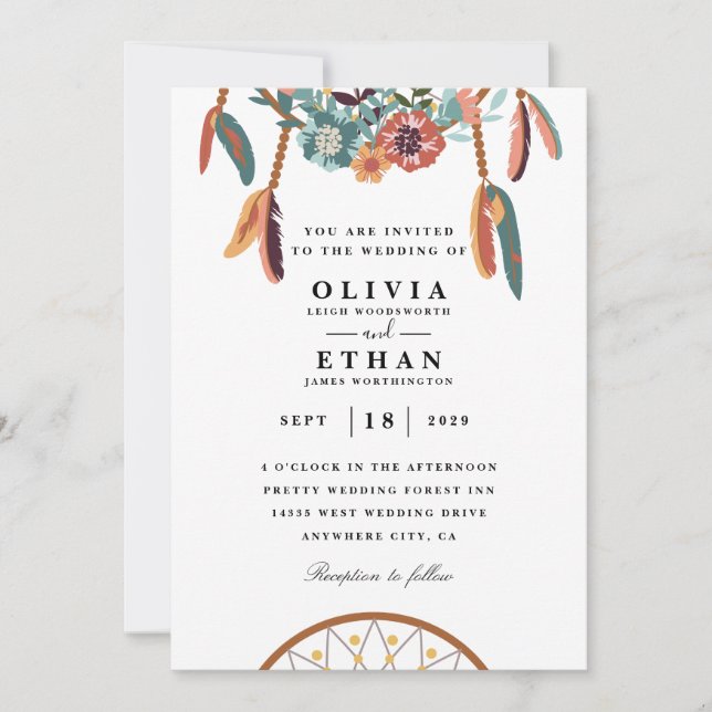 Invitaciones de boda tradicionales navajos (Anverso)