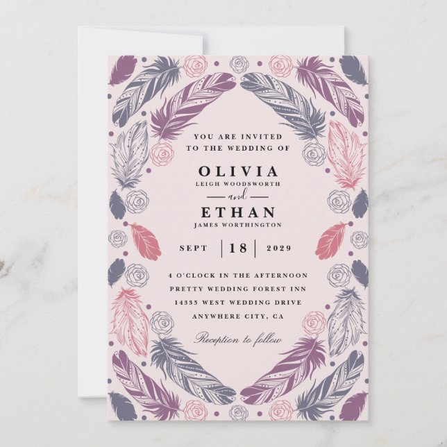 Invitaciones de boda tradicionales navajos (Anverso)
