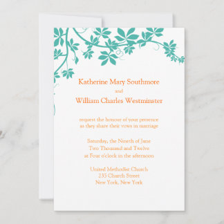 Invitaciones De Boda Turquesa Y Naranja