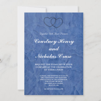 Invitaciones de boda Tuscan Blue Hearts