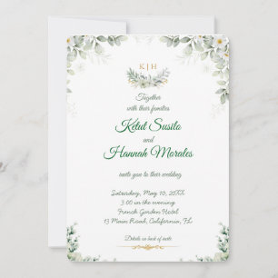 invitaciones de boda verde salvia y azul marino