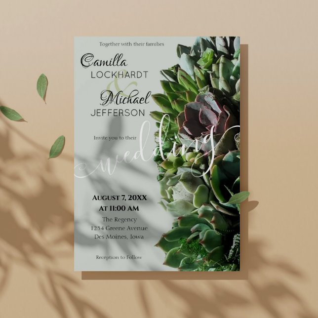 Invitaciones de Boda Verde Suculenta (Subido por el creador)